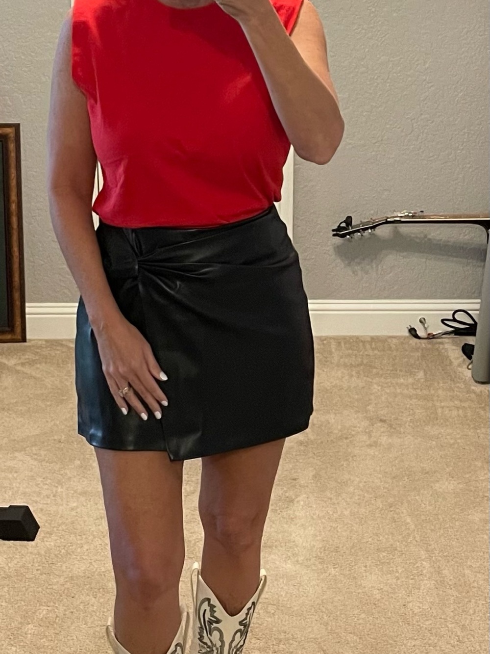 Faux Leather Skort
